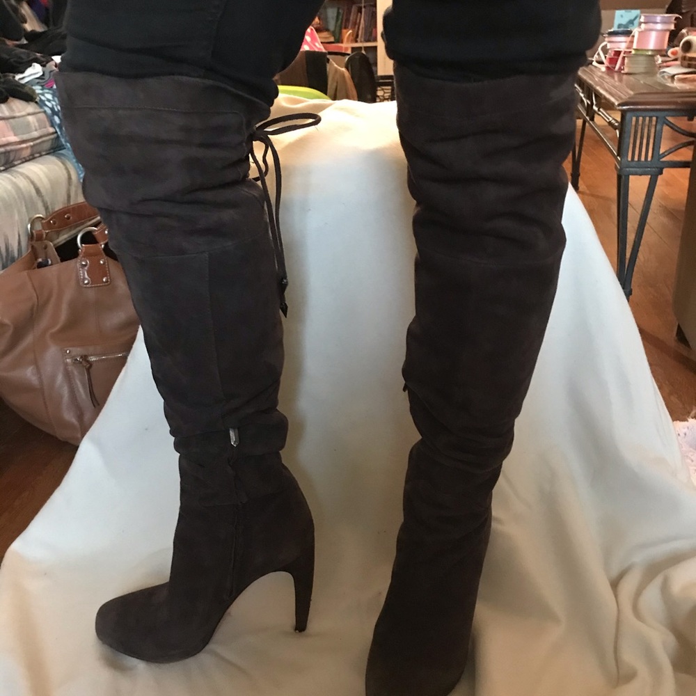 Sam Edelman Brown Suede Thigh High Platform Boots